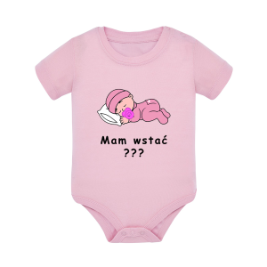 Body dziecięce z krótkim rękawem w kolorze jasny róż nadruk N0085