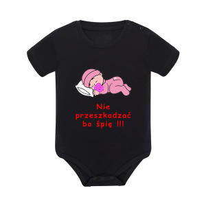 Body dziecięce z krótkim rękawem w kolorze czarnym nadruk N0086