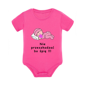 Body dziecięce z krótkim rękawem w kolorze różowym nadruk N0087