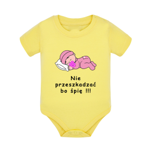 Body dziecięce z krótkim rękawem w kolorze żółtym nadruk N0087