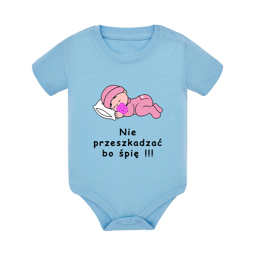 Body dziecięce z krótkim rękawem w kolorze niebieskim nadruk N0087