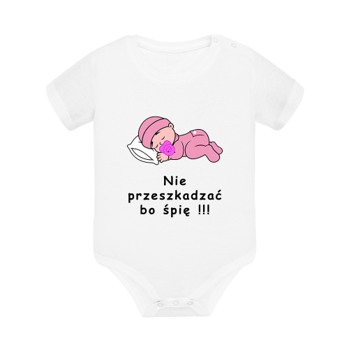 Body dziecięce z krótkim rękawem w kolorze białym nadruk N0087