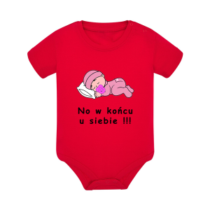 Body dziecięce z krótkim rękawem w kolorze czerwonym nadruk N0088