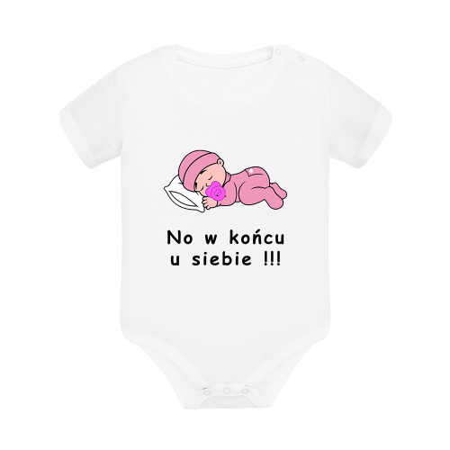 Body dziecięce z krótkim rękawem w kolorze białym nadruk N0088