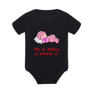 Body dziecięce z krótkim rękawem w kolorze czarnym nadruk N0089
