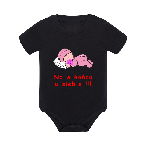 Body dziecięce z krótkim rękawem w kolorze czarnym nadruk N0089