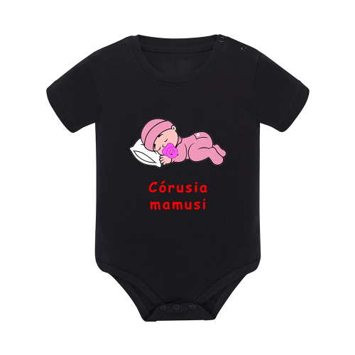 Body dziecięce z krótkim rękawem w kolorze czarnym nadruk N0091