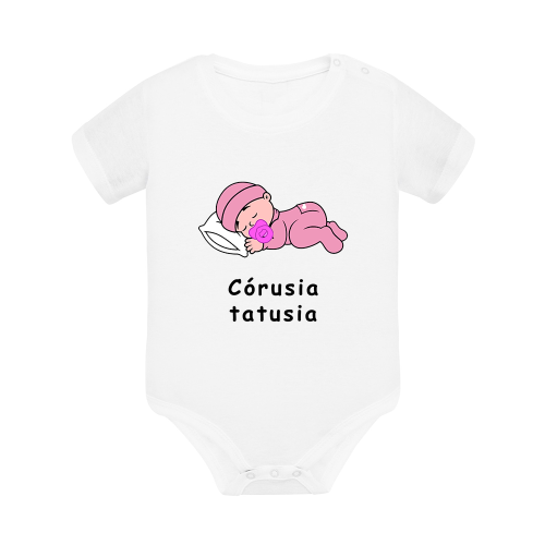 Body dziecięce z krótkim rękawem w kolorze białym nadruk N0092