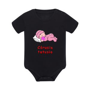 Body dziecięce z krótkim rękawem w kolorze czarnym nadruk N0093