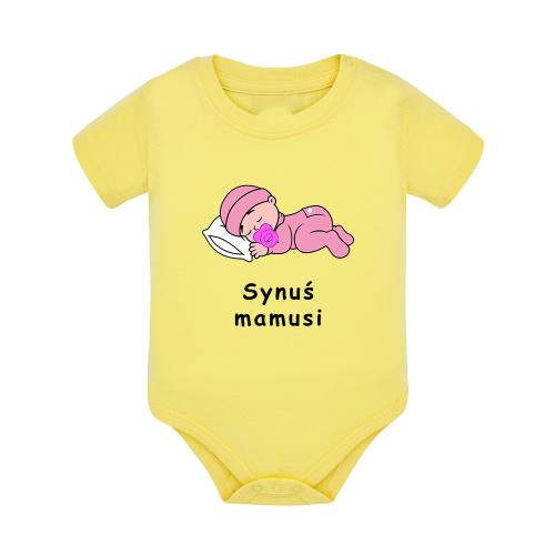 Body dziecięce z krótkim rękawem w kolorze żółtym nadruk N0095