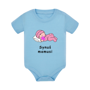 Body dziecięce z krótkim rękawem w kolorze niebieskim nadruk N0095