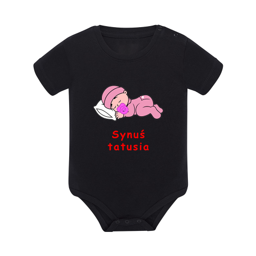 Body dziecięce z krótkim rękawem w kolorze czarnym nadruk N0096