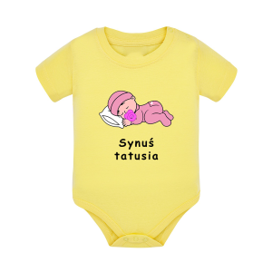 Body dziecięce z krótkim rękawem w kolorze żółtym nadruk N0097