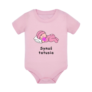 Body dziecięce z krótkim rękawem w kolorze jasny róż nadruk N0097