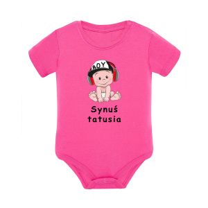 Body dziecięce z krótkim rękawem w kolorze różowym nadruk N0098