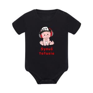 Body dziecięce z krótkim rękawem w kolorze czarnym nadruk N0099