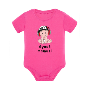 Body dziecięce z krótkim rękawem w kolorze różowym nadruk N0100