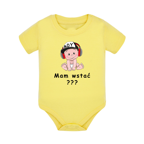 Body dziecięce z krótkim rękawem w kolorze żółtym nadruk N0106