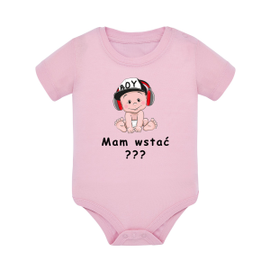 Body dziecięce z krótkim rękawem w kolorze jasny róż nadruk N0106