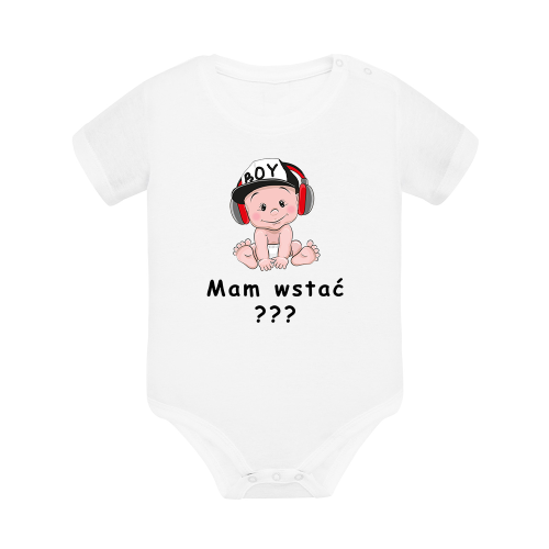 Body dziecięce z krótkim rękawem w kolorze białym nadruk N0106