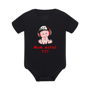 Body dziecięce z krótkim rękawem w kolorze czarnym nadruk N0107