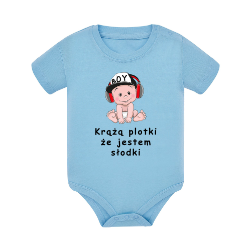 Body dziecięce z krótkim rękawem w kolorze niebieskim nadruk N0109