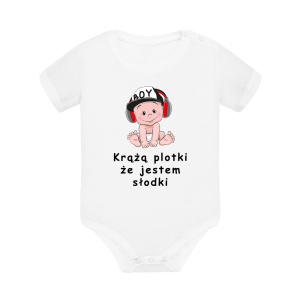 Body dziecięce z krótkim rękawem w kolorze białym nadruk N0109