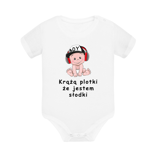 Body dziecięce z krótkim rękawem w kolorze białym nadruk N0109