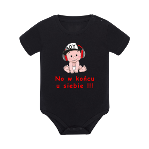 Body dziecięce z krótkim rękawem w kolorze czarnym nadruk N0110