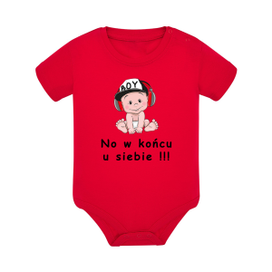 Body dziecięce z krótkim rękawem w kolorze czerwonym nadruk N0111