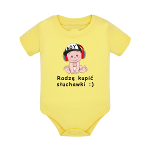 Body dziecięce z krótkim rękawem w kolorze żółtym nadruk N0112