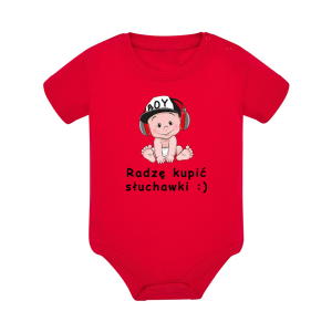 Body dziecięce z krótkim rękawem w kolorze czerwonym nadruk N0112