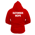 Czerwona bluza z kapturem rozsuwana logo Ratownik WOPR tył