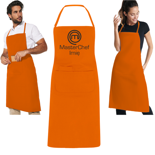 Fartuch MasterChef fartuch kuchenny z nadrukiem Master chef własne imię pomarańczowy
