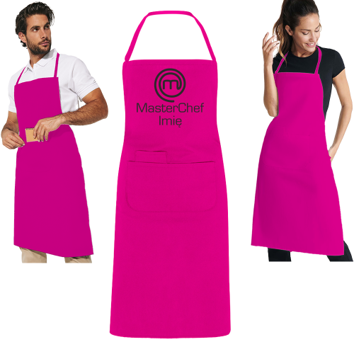 Fartuch MasterChef fartuch kuchenny z nadrukiem Master chef własne imię różowy