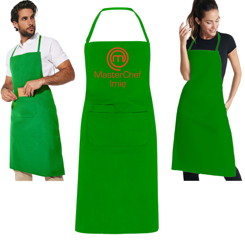 Fartuch MasterChef fartuch kuchenny z nadrukiem Master chef własne imię zielony