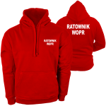 Czerwona bluza z kapturem kangurka Ratownik WOPR