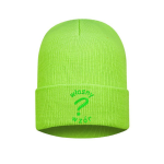 Czapka zimowa wywijana z haftem własnego wzoru kolor Lime Fluor