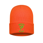 Czapka zimowa wywijana z haftem własnego wzoru kolor Orange Fluor