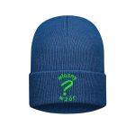 Czapka zimowa wywijana z haftem własnego wzoru kolor Denim