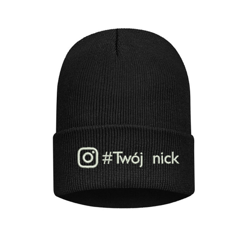 Czapka zimowa z Twoim nickiem, czapka influencerska, czapka nick instagram