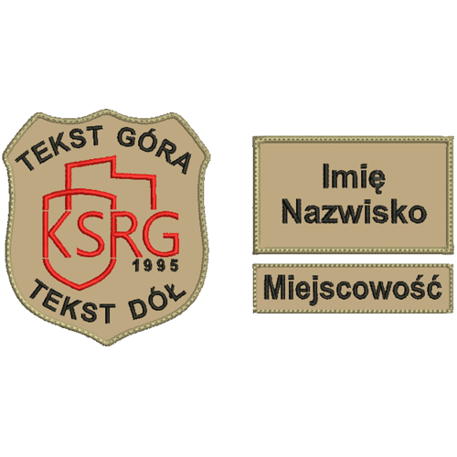 Komplet naszywekw kolorze piaskowym KSRG z rzepem nowe logo wersja 4
