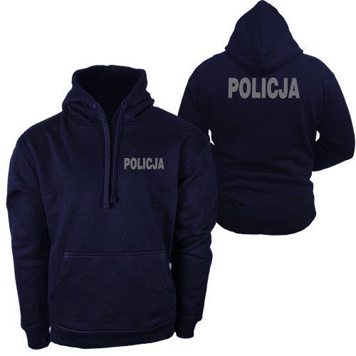 Bluza kangurka Policja w kolorze granatowym Haft srebrny