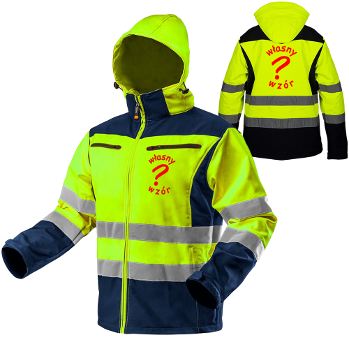 Kurtka robocza ostrzegawcza softshell z kapturem żółta Neo Tools z haftem własnego wzoru
