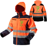 Kurtka robocza ostrzegawcza softshell z kapturem pomarańczowa Neo Tools z haftem własnego wzoru