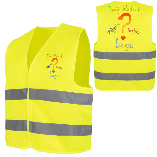 Kamizelka odblaskowa seledynowa ostrzegawcza z własnym nadrukiem