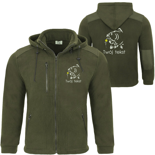 Polar wędkarski khaki z kapturem wzmacniany premium haft różne wzory