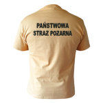 T-shirt w kolorze piaskowym z haftem Państwowa Straż Pożarna Plecy