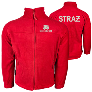 Polar dziecięcy młodzieżowy Straż w kolorze czerwonym z haftem MDP i nazwą miejscowości