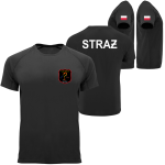 Koszulka termoaktywna Straż oddychająca szybkoschnąca ćwiczebna + flagi + logo